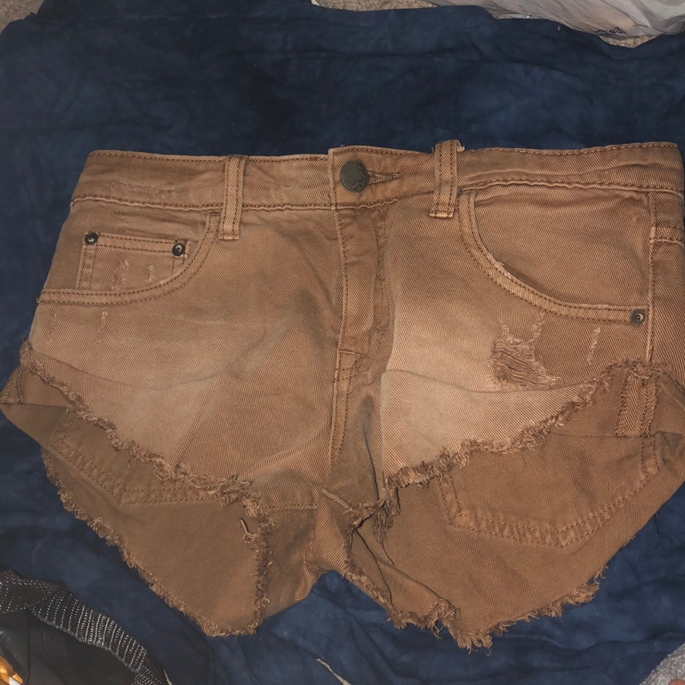 Free People tan cutoff shorts